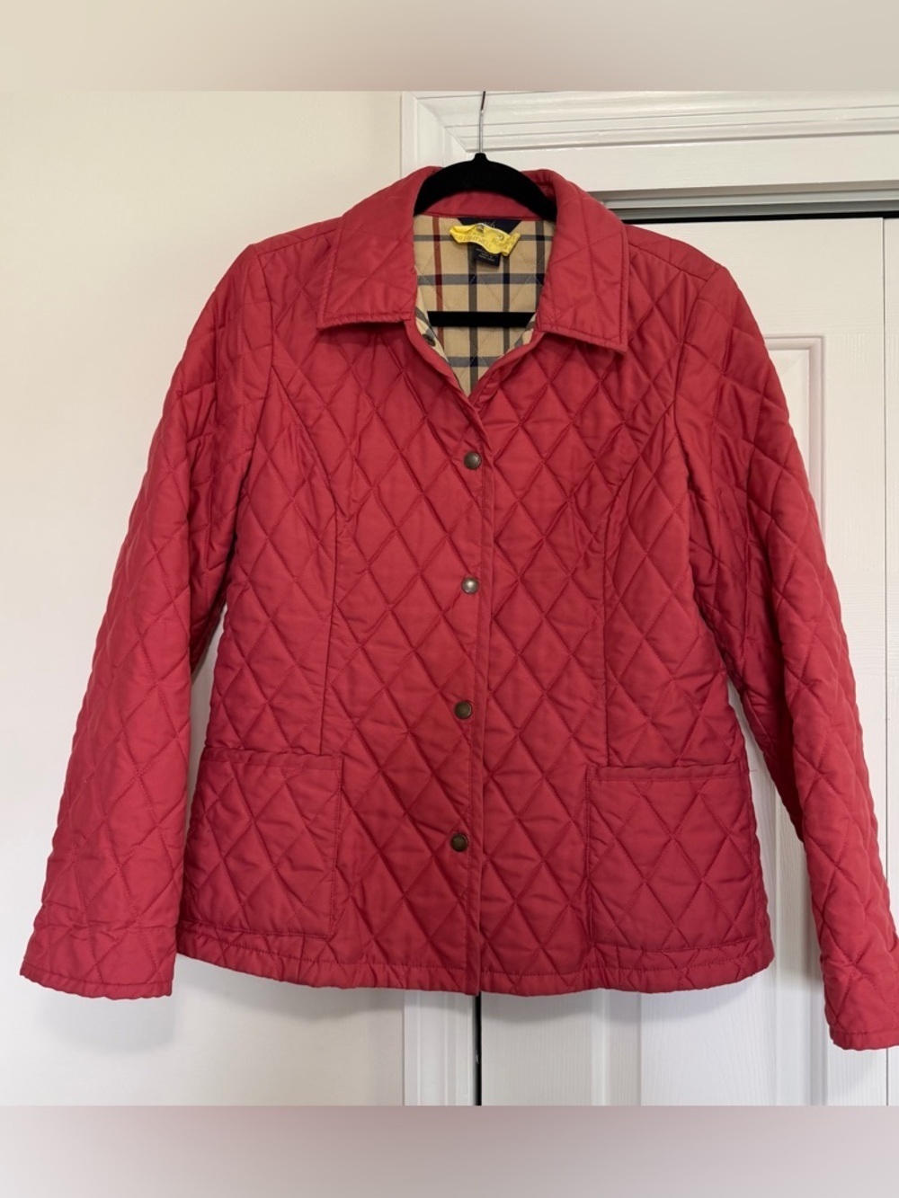 Brooks Brothers 346 Quilted Deep Coral Snap Down Jacket Size 10 - Picture 2 of 10